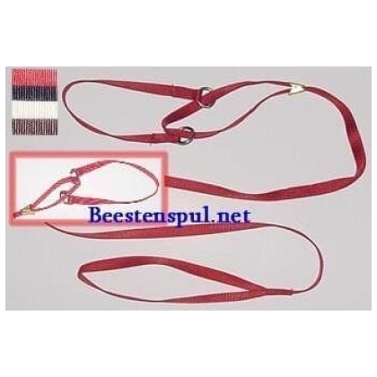 Showlijn/Puppylijn Nylon - plat met halfslip met knijpertje 10mm
